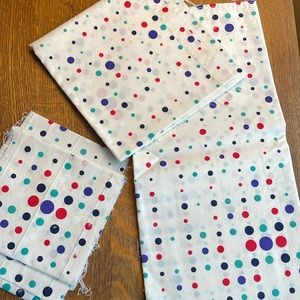 Vintage cotton polka dot fabric, multiple remnants